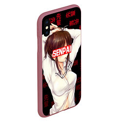 Чехол iPhone XS Max матовый Anime Senpai, цвет: 3D-малиновый — фото 2