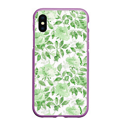 Чехол iPhone XS Max матовый Пышная растительность, цвет: 3D-фиолетовый