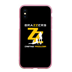 Чехол iPhone XS Max матовый Brazzers Casting-producer, цвет: 3D-розовый