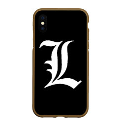 Чехол iPhone XS Max матовый DEATH NOTE ТЕТРАДЬ СМЕРТИ L, цвет: 3D-коричневый