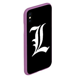 Чехол iPhone XS Max матовый DEATH NOTE ТЕТРАДЬ СМЕРТИ L, цвет: 3D-фиолетовый — фото 2