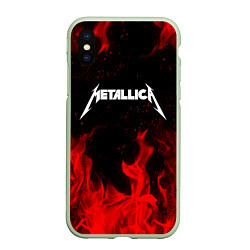 Чехол iPhone XS Max матовый METALLICA НА СПИНЕ, цвет: 3D-салатовый