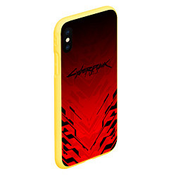 Чехол iPhone XS Max матовый Cyberpunk 2077: Red Techno, цвет: 3D-желтый — фото 2