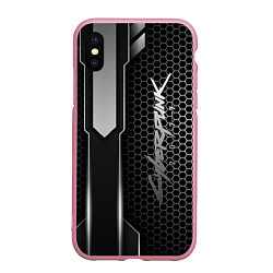 Чехол iPhone XS Max матовый Cyberpunk 2077, цвет: 3D-розовый