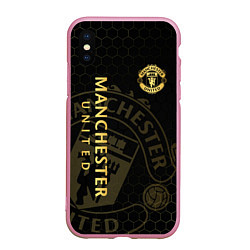 Чехол iPhone XS Max матовый Манчестер Юнайтед - team coat of arms, цвет: 3D-розовый