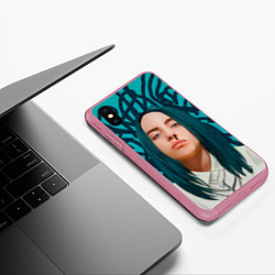 Чехол iPhone XS Max матовый Billie Eilish, цвет: 3D-малиновый — фото 2