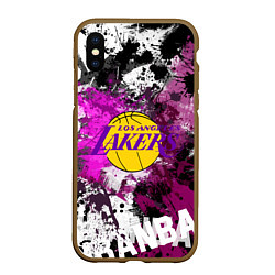 Чехол iPhone XS Max матовый Лос-Анджелес Лейкерс, Los Angeles Lakers, цвет: 3D-коричневый