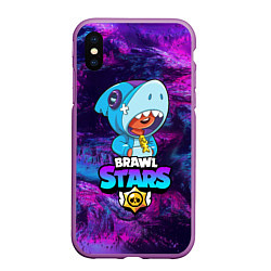 Чехол iPhone XS Max матовый BRAWL STARS LEON SHARK