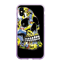 Чехол iPhone XS Max матовый Graffiti - Skull, цвет: 3D-сиреневый