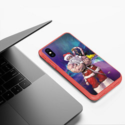 Чехол iPhone XS Max матовый Крутой дед мороз, цвет: 3D-красный — фото 2