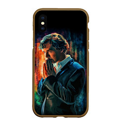 Чехол iPhone XS Max матовый Sherlock, цвет: 3D-коричневый