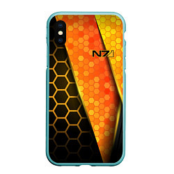 Чехол iPhone XS Max матовый Mass Effect N7, цвет: 3D-мятный