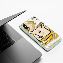 Чехол iPhone XS Max матовый Woman yelling at cat, цвет: 3D-салатовый — фото 2