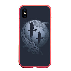 Чехол iPhone XS Max матовый Vikings, цвет: 3D-красный