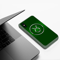 Чехол iPhone XS Max матовый Taurus Телец, цвет: 3D-темно-зеленый — фото 2