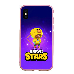 Чехол iPhone XS Max матовый Brawl Stars Leon, цвет: 3D-розовый