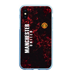 Чехол iPhone XS Max матовый Manchester United, цвет: 3D-голубой
