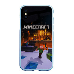 Чехол iPhone XS Max матовый MINECRAFT, цвет: 3D-голубой