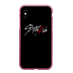 Чехол iPhone XS Max матовый STRAY KIDS, цвет: 3D-малиновый