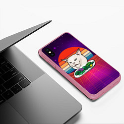 Чехол iPhone XS Max матовый Woman yelling at a cat, цвет: 3D-малиновый — фото 2