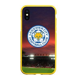 Чехол iPhone XS Max матовый FC Leicester City, цвет: 3D-желтый