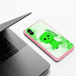 Чехол iPhone XS Max матовый MINECRAFT CREEPER, цвет: 3D-баблгам — фото 2