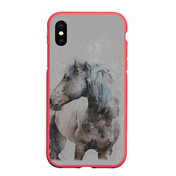 Чехол iPhone XS Max матовый Лошадь, цвет: 3D-красный