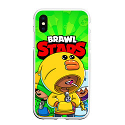 Чехол iPhone XS Max матовый BRAWL STARS LEON, цвет: 3D-белый