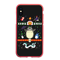 Чехол iPhone XS Max матовый Totoro, цвет: 3D-красный