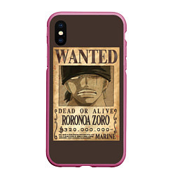 Чехол iPhone XS Max матовый One Piece Wanted, цвет: 3D-малиновый