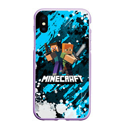 Чехол iPhone XS Max матовый Minecraft Майнкрафт, цвет: 3D-сиреневый