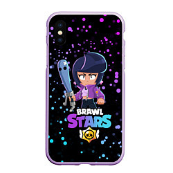 Чехол iPhone XS Max матовый BRAWL STARS BIBI, цвет: 3D-сиреневый