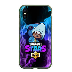 Чехол iPhone XS Max матовый Brawl Stars LEON SHARK, цвет: 3D-темно-зеленый