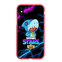 Чехол iPhone XS Max матовый BRAWL STARS LEON SHARK, цвет: 3D-красный