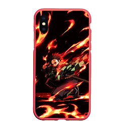 Чехол iPhone XS Max матовый KIMETSU NO YAIBA, цвет: 3D-красный