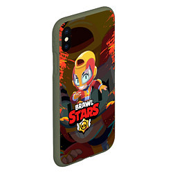 Чехол iPhone XS Max матовый BRAWL STARS MAX, цвет: 3D-темно-зеленый — фото 2