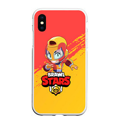 Чехол iPhone XS Max матовый BRAWL STARS MAX, цвет: 3D-белый