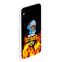 Чехол iPhone XS Max матовый BRAWL STARS LEON SHARK, цвет: 3D-белый — фото 2