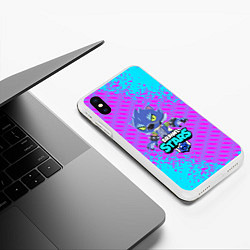 Чехол iPhone XS Max матовый BRAWL STARS ОБОРОТЕНЬ LEON, цвет: 3D-белый — фото 2