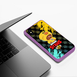 Чехол iPhone XS Max матовый BRAWL STARS SALLY LEON, цвет: 3D-фиолетовый — фото 2