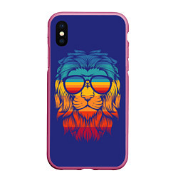 Чехол iPhone XS Max матовый LION1, цвет: 3D-малиновый