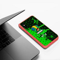 Чехол iPhone XS Max матовый BRAWL STARS:LEON, цвет: 3D-красный — фото 2