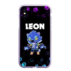 Чехол iPhone XS Max матовый BRAWL STARS LEON, цвет: 3D-светло-сиреневый