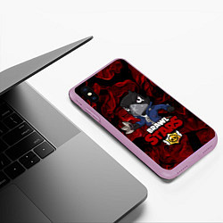 Чехол iPhone XS Max матовый Brawl Stars CROW, цвет: 3D-сиреневый — фото 2