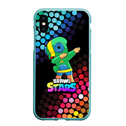 Чехол iPhone XS Max матовый Brawl Stars Leon, Dab, цвет: 3D-мятный