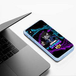 Чехол iPhone XS Max матовый Brawl Stars CROW, цвет: 3D-голубой — фото 2