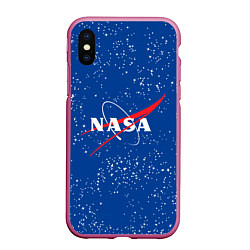 Чехол iPhone XS Max матовый NASA, цвет: 3D-малиновый