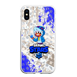 Чехол iPhone XS Max матовый BRAWL STARS LEON SHARK, цвет: 3D-белый