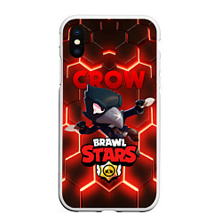 Чехол iPhone XS Max матовый BRAWL STARS CROW, цвет: 3D-белый