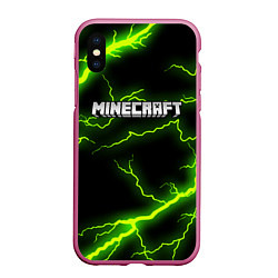 Чехол iPhone XS Max матовый MINECRAFT STORM, цвет: 3D-малиновый